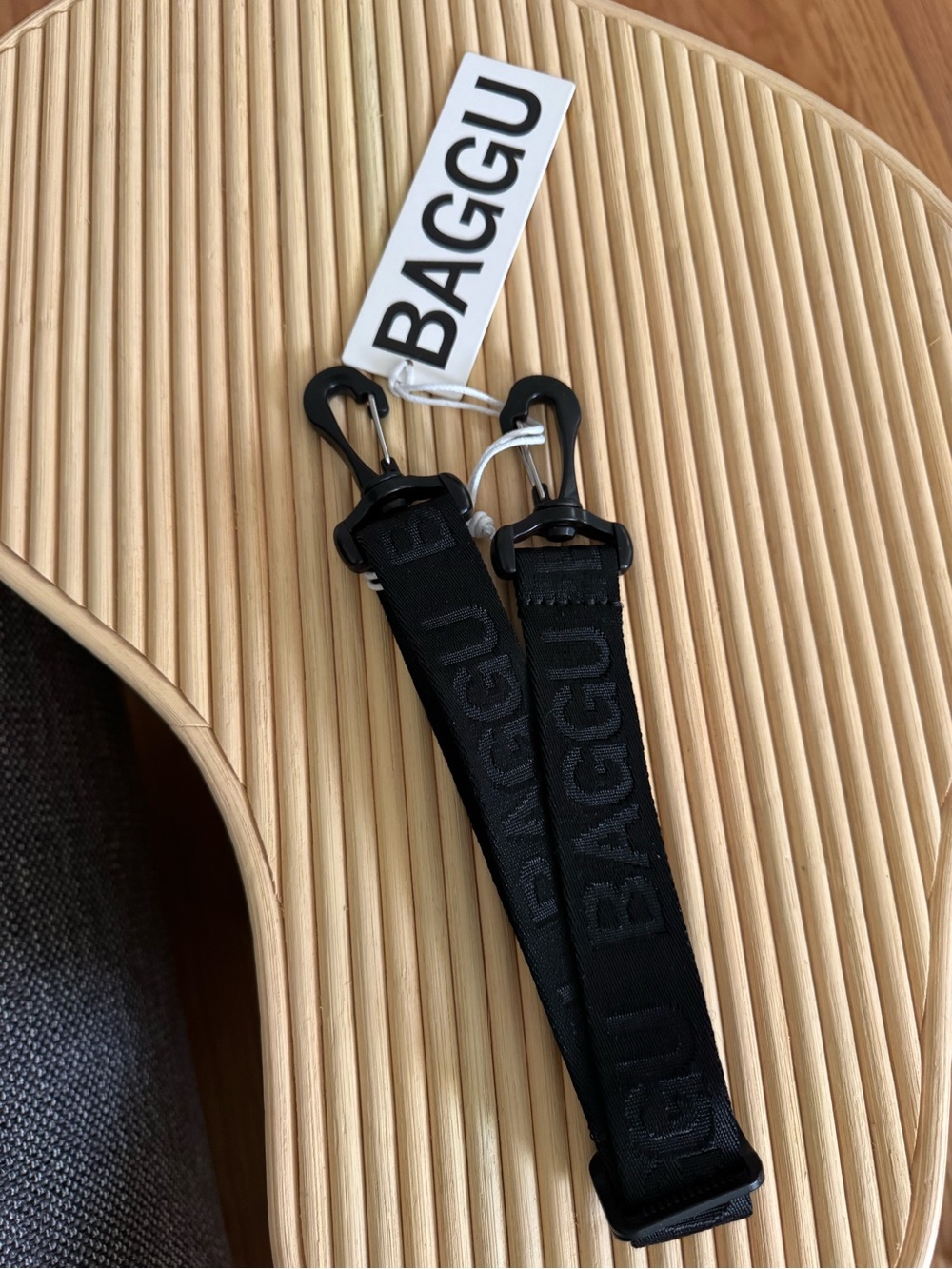 BAGGU Black Jacquard Detachable Messenger Strap